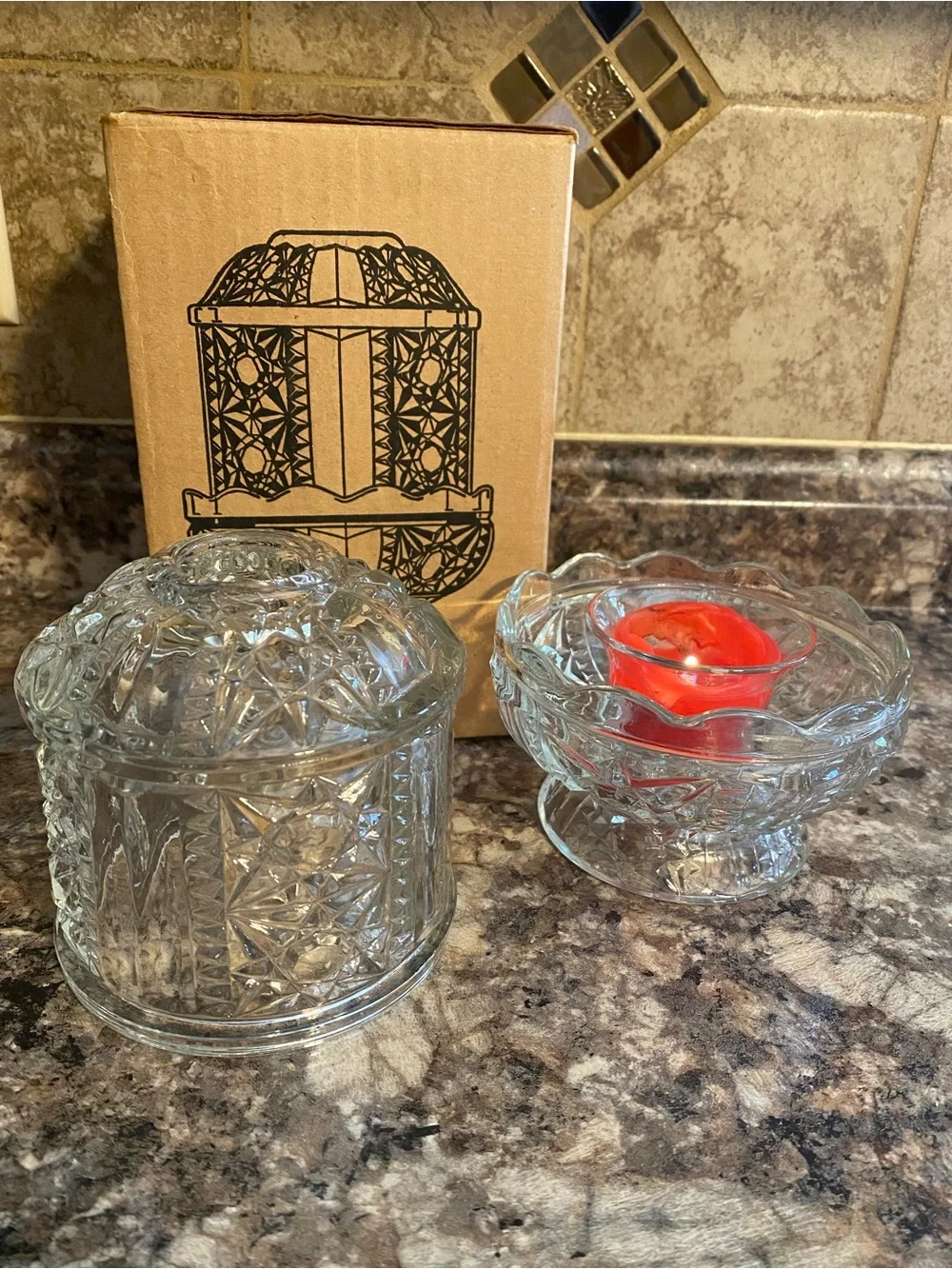 Homco Crystal Fairy Lamp 1188-3BD 3 piece Set Box Included Vintage